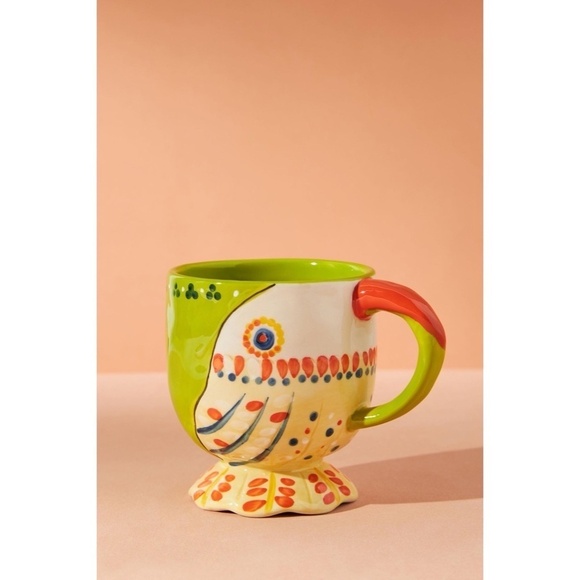 ANTHROPOLOGIE Tortua Abstract Pedestal Mug Coffee Tea Colorful Kitchen Boho - Picture 3 of 9